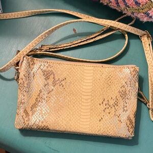 Elegant Gold Snakeskin Clutch